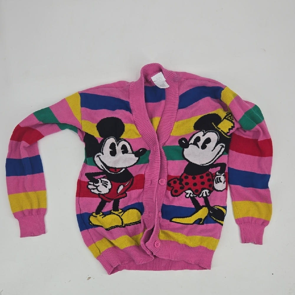 Disney Pink Striped Cardigan with Cartoon Characters